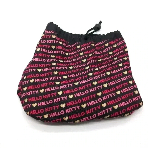 Hello Kitty Drawstring Feed sack Bag pink and black - Picture 1 of 5